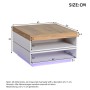 okwish Couchtisch mit LED Schubladen Drehbar 65x65x40cm Hochglanz Weiß_5