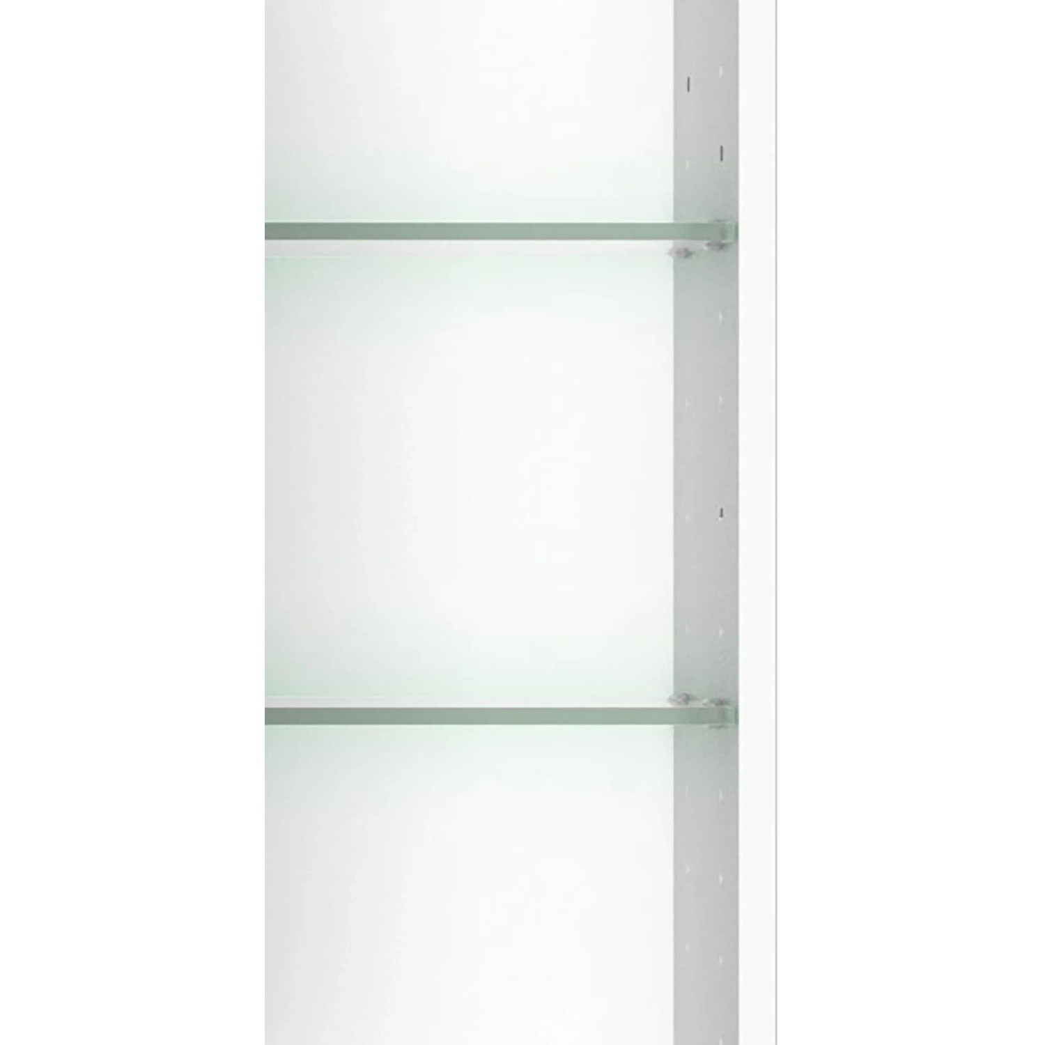 Detailaufnahme des Innenraums vom Held Möbel Verona Badmöbel-Set Spiegelschrank mit Glasböden.