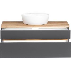 Held Möbel Einzelwaschtisch Trient, 121 cm, Grau Matt, mit weißem Aufsatzwaschbecken.