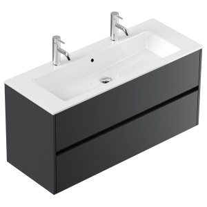 Posseik Badmöbel Limes und Doppel-Waschtisch 2 Auszüge 120 cm Grafit