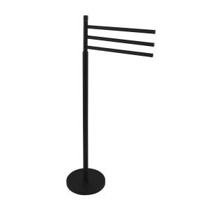 Freistehender, mattschwarzer MSV Handtuchhalter Ella aus Stahl mit 3 Stangen (40x20x84,5cm).