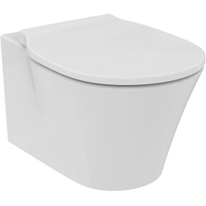 Weißes, spülrandloses Ideal Standard Wand-WC-Set Connect Air mit Softclose-Sitz.
