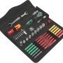 Wera Werkzeug-Set W 1 Kraftform Kompakt, 35-teilig, in geöffneter Werkzeugtasche.
