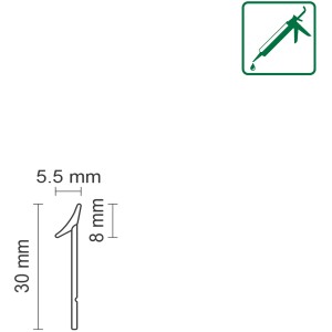 Transparentes FN Neuhofer Dichtprofil aus PVC, 5,5 x 30 x 4200 mm, zur Abdichtung von Arbeitsplatten.