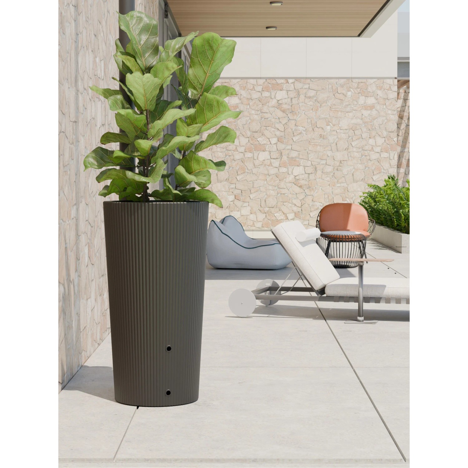 Regentonne Wave 2in1 Fassungsvermögen 200 l Ø 56 cm x 110 cm Anthrazit kaufen bei OBI