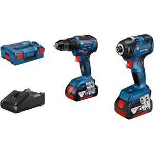 Bosch Professional Akku-Bohrhammer GDR 18V-200 und GSR 18V-55 Solo Set mit Ladegerät und Koffer.