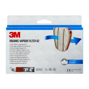 3M Filter 6055 A2, 1 Paar, für Atemschutzmasken der Serie 6000, 6500 und 7000. Schutz vor organischen Dämpfen.
