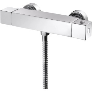 Schulte Thermostat Square Chrom für Dusche, eckige Form.