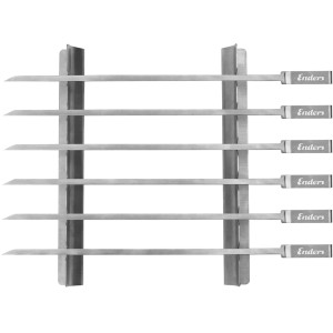 Enders Schaschlikspieß-Set mit 6 Edelstahlspießen und zweiteiligem Halter für Grillgut.