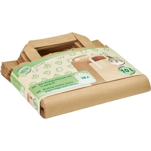 Kompostbeutel aus Kraftpapier, 10 Liter, mit Tragegriff, 10 Stück Packung.