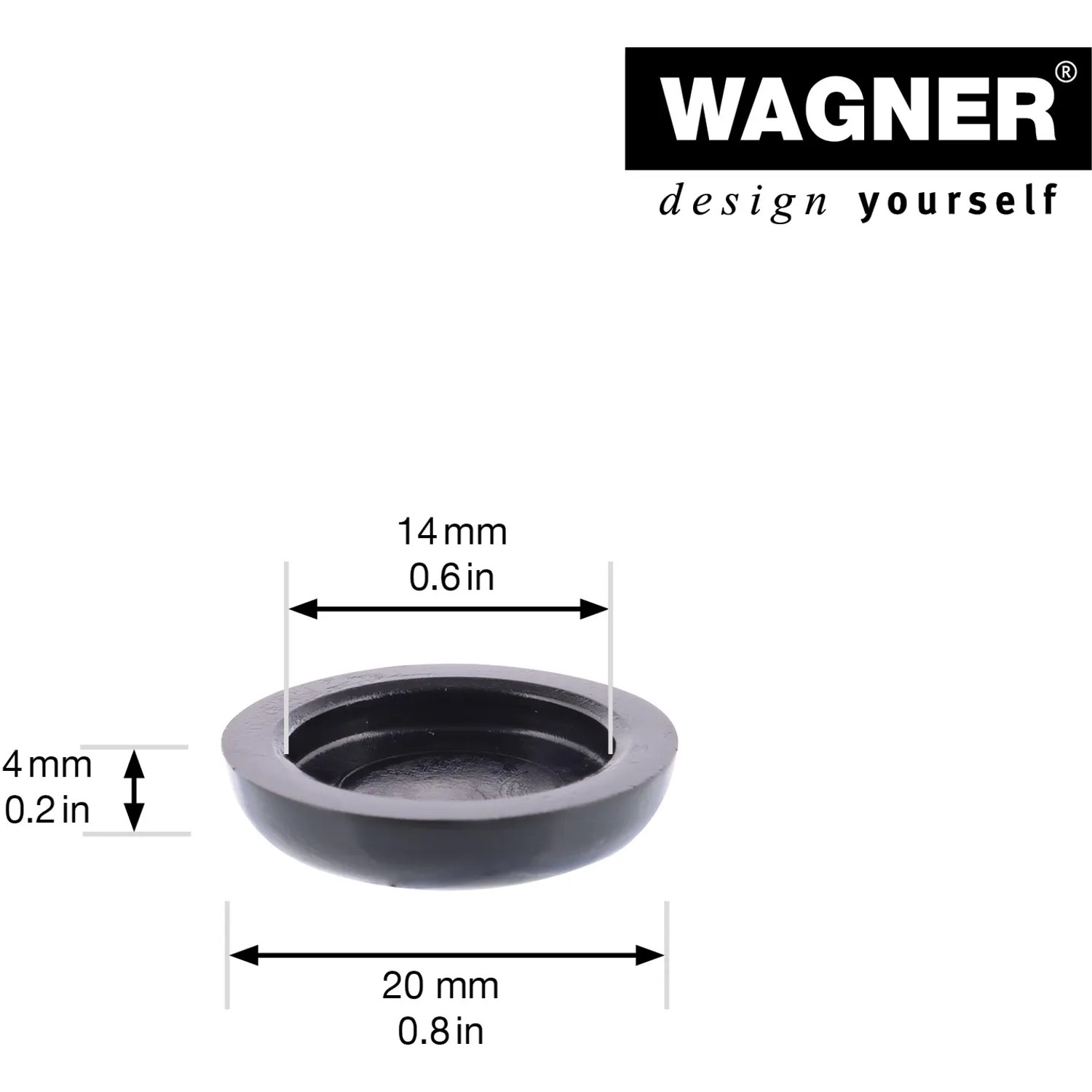 Wagner Verstellfuß Justus Slim QuickClick, 4er Set, 1,5 cm, mit Maßangaben.