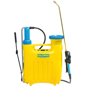 Gloria Rückensprüher Hobby 1200: Gelber 12L Drucksprüher mit Messinglanze und Tragesystem für Garten und Pflanzenpflege.