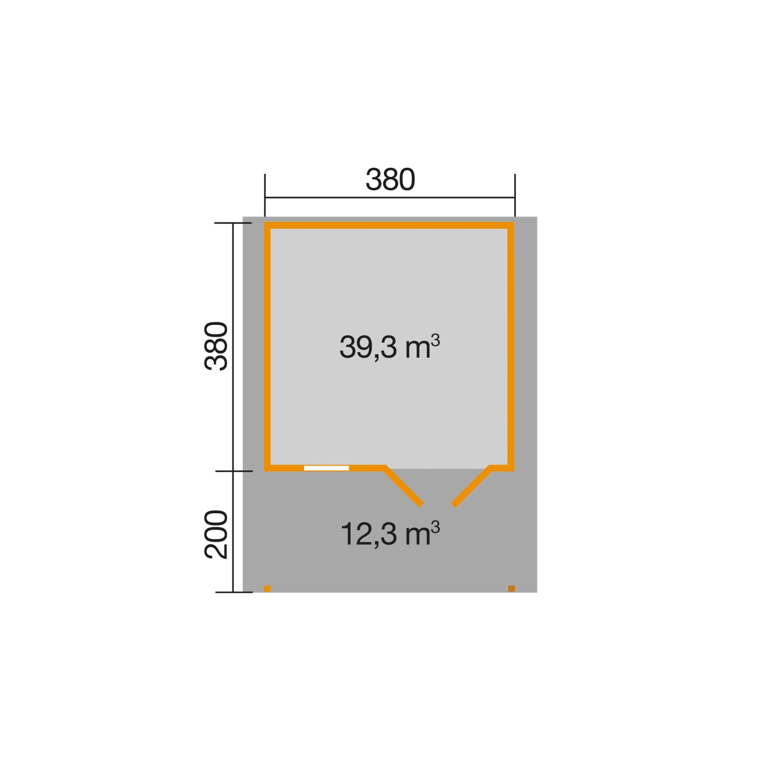 Grundriss Weka Holz-Gartenhaus Satteldach: Maße und Flächenangaben für Planung und Aufbau.