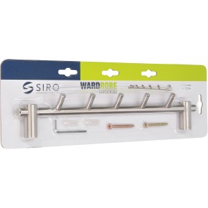 Siro Hakenleiste Edelstahl, 5 Haken, Länge 320mm, inklusive Befestigungsmaterial.