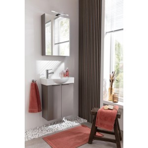 Fackelmann LED-Spiegelschrank SBC Cubanit Grau, 50 cm breit, im Badezimmer-Set