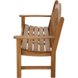 Siena Garden Dublin Gartenbank aus Akazienholz für 3 Personen, naturbelassen und mit geschwungener Rückenlehne.