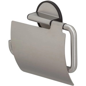 Tiger Toilettenpapierhalter Tune mit Deckel, Edelstahl gebürstet und schwarzen Akzenten.