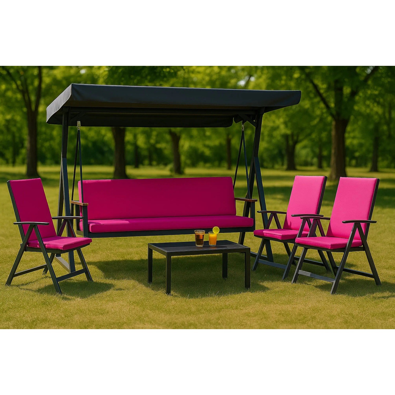 Setgarden Hollywoodschaukel-Polster, 170x60x50cm, Rose. Sitzkissen mit abnehmbarem Bezug.