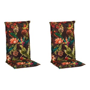 2er Set Beo Hochlehner-Sitzauflagen im floralen Design in Anthrazit für Gartenstühle.