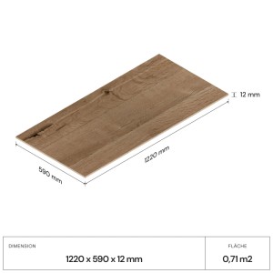 Amadeo Wandvertäfelung Eiche Siena, OSB Eichenfurnier, 122x59x1,2 cm. Dekor-Paneel mit Holzoptik und Maßen.