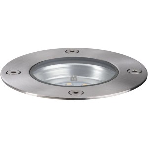 Runder Paulmann LED-Bodeneinbaustrahler Plug & Shine, warmweiß, IP65 für Außenbeleuchtung.