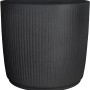 Schwarzer Scheurich Pflanzkübel Linetto, Ø 28,6 cm, mit feiner Rillenstruktur.