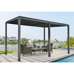 Floraworld Pergola mit Lamellendach Anthrazit 400 cm x 310 cm