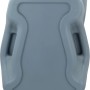 Graue, mobile Campingtoilette mit Tragegriff und blauem Deckel, 20 l antimikrobiell.