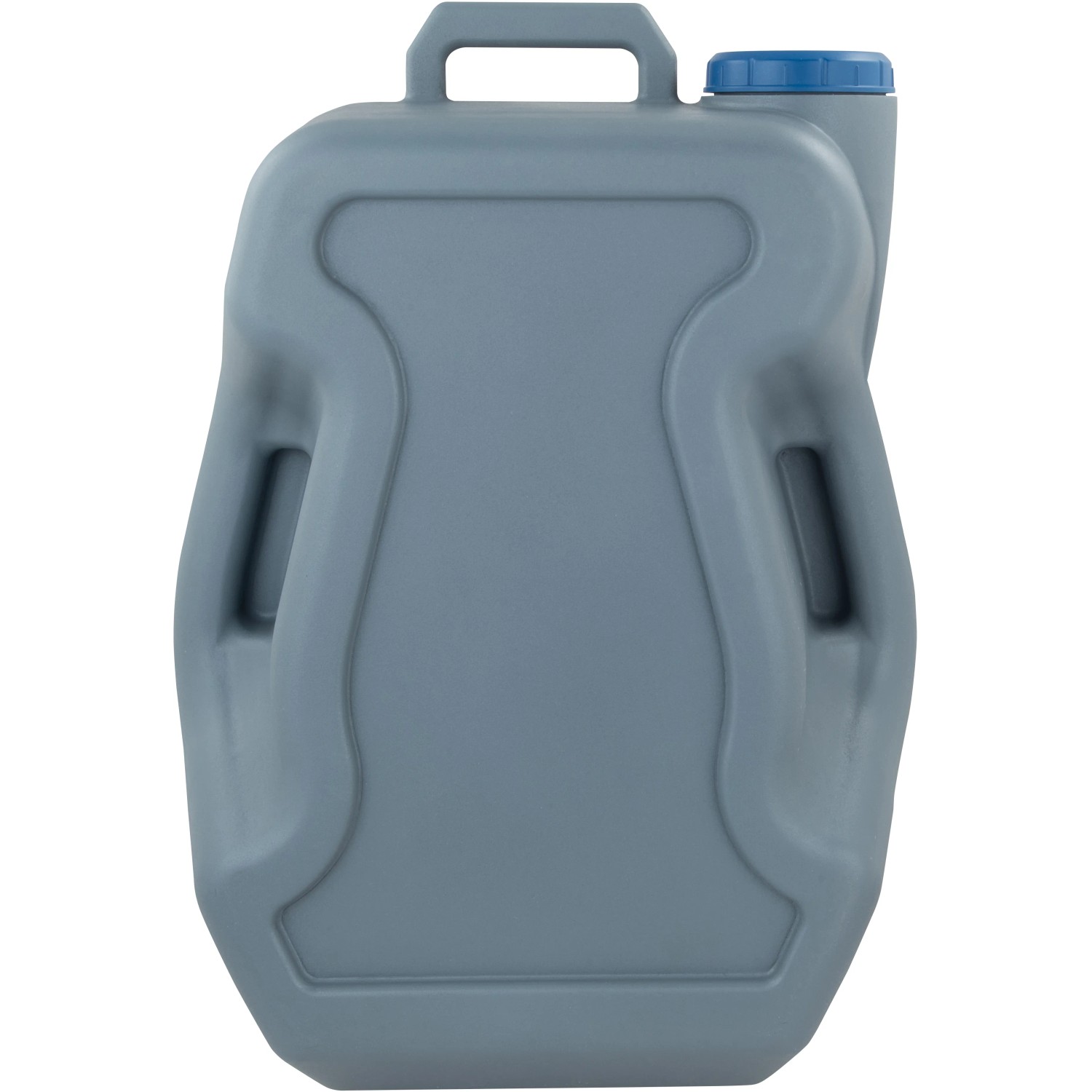 Graue, mobile Campingtoilette mit Tragegriff und blauem Deckel, 20 l antimikrobiell.