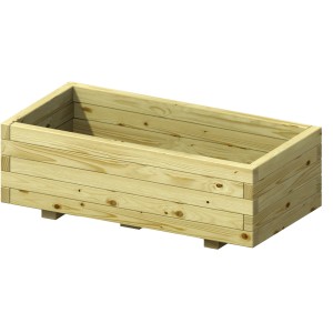 Rechteckiger, brauner TraumGarten Pflanzkasten Cora aus Holz, 60x120x38 cm.