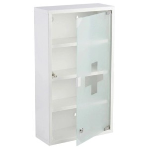Floordirekt Medizinschrank Allen Abschließbarer mit Glastür Weiß 60 x 30 cm 4 Fächer