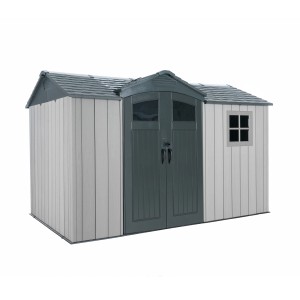 Lifetime Gerätehaus Pluto, Kunststoff, grau, mit Doppeltür und Fenster. Gartenhaus für Gartengeräte und mehr.