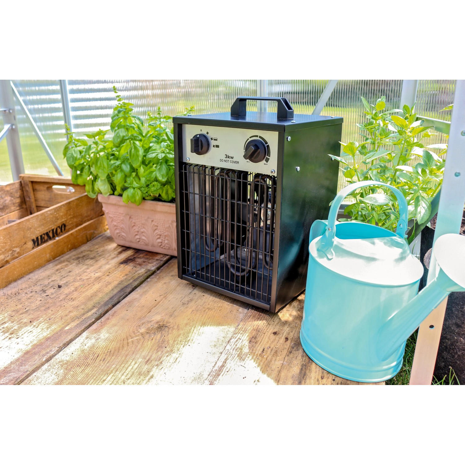 Vitavia Elektroheizung Carinae 3 kW, eckig, für Gewächshäuser bis 40m³ mit Schutzgitter.