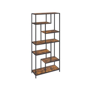 Vasagle Bücherregal mit 6 Ablagen in Schwarz-Braun, modernes Design für Bücher und Dekoration.
