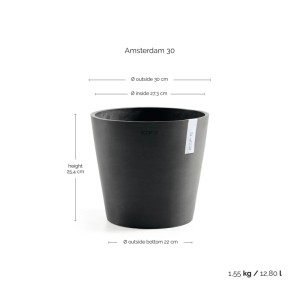 Ecopots Pflanztopf Amsterdam Dunkelgrau Ø 30 cm / Höhe 26,3 cm