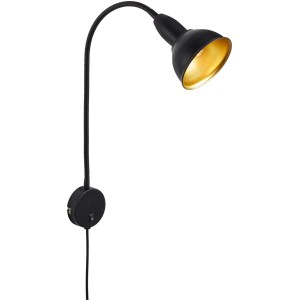 Briloner Bettleuchte Hygge, schwarz-goldene Wandlampe mit Flexarm für individuelle Lichtposition.