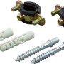 2er-Set Schallschutzrohrschellen (Ø 15-19 mm) aus Stahl, inkl. Schrauben und Dübel für die Rohrbefestigung.
