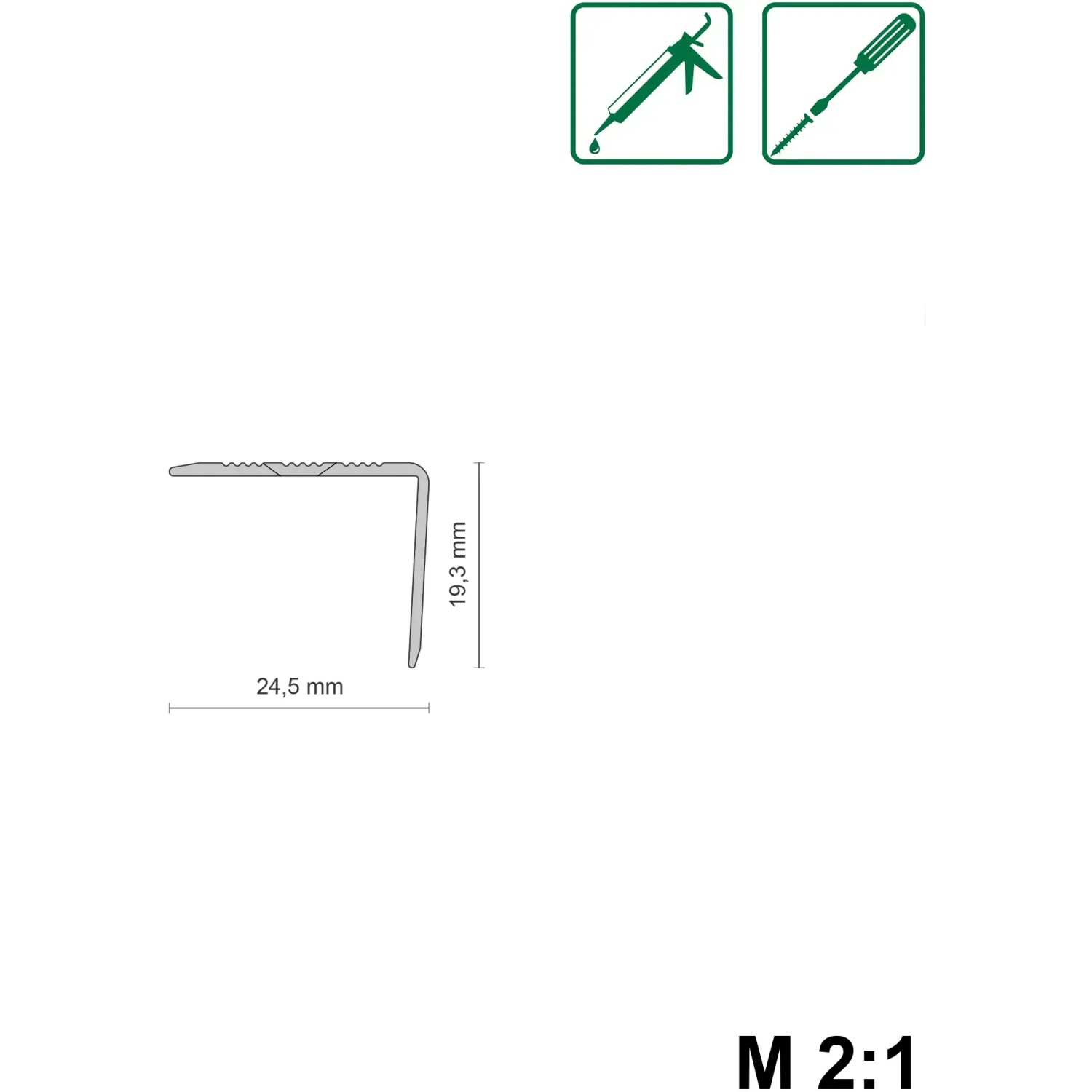 Übergangsprofil simple-fix, 40x5x900mm, Alu Champagner, Schraubbar, zum Ausgleich von Bodenhöhen.