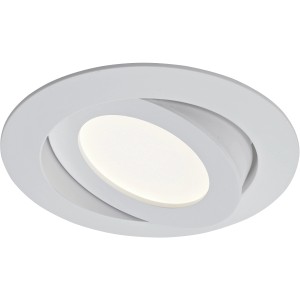 Weiße, schwenkbare Briloner LED-Einbauleuchte aus Kunststoff, 10,6 cm Durchmesser.