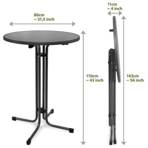 Grauer Beautissu Sylt Stehtisch (Ø 80cm), ideal für Indoor & Outdoor. Platzsparend klappbar.