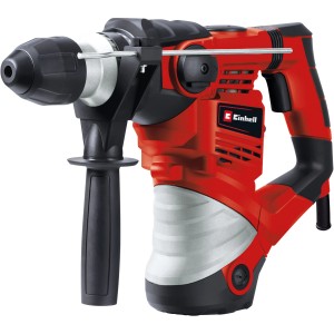 Roter Einhell Bohrhammer TC-RH 1600 mit schwarzem Griff. Ideal zum Bohren in Stein und Beton.