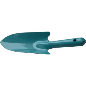 Blumenkelle in Grün, Pink oder Blau aus Stahl mit Aufhängeöse für Gartenarbeiten.