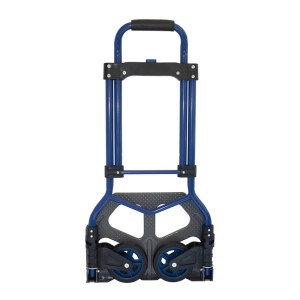 Zusammengeklappte blaue Wagner Sackkarre TH4123 mit Stahlrahmen und schwarzen Rädern.