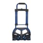 Zusammengeklappte blaue Wagner Sackkarre TH4123 mit Stahlrahmen und schwarzen Rädern.
