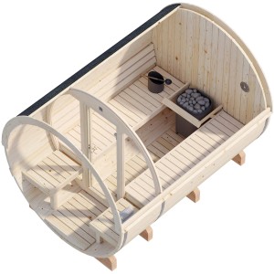 Palmako Sauna Anita mit Glaswand Naturbelassen 220 cm x 290 cm