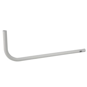 Weißes Kirchhoff Druckspülrohr, 90° gebogen, 28x700x250 mm, für WC-Spülkästen.