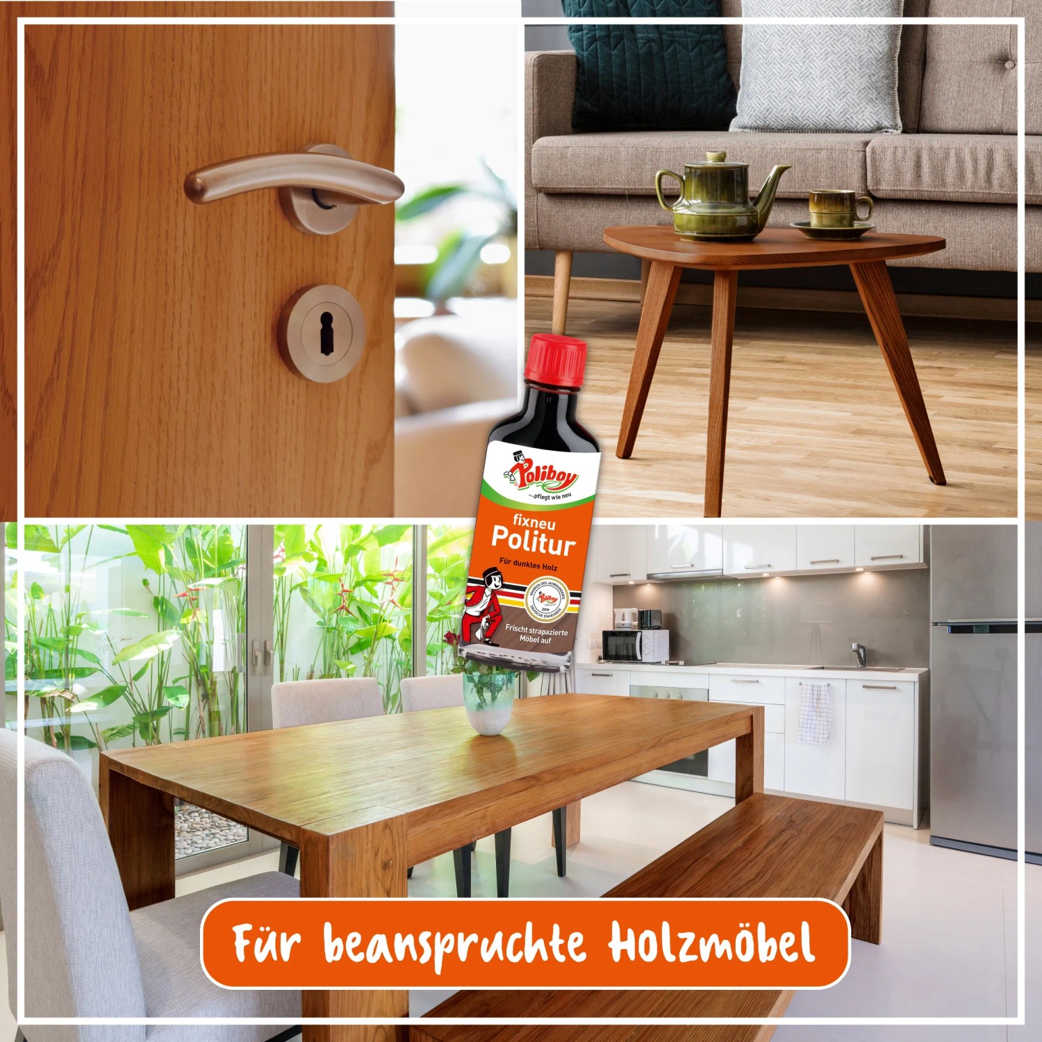 Poliboy fixneu Politur dunkel 100ml für dunkle Möbel und Holzoberflächen.