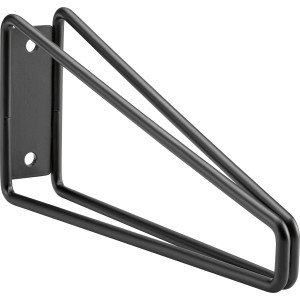 Matt-schwarze Metall-Konsole Prisma, 10x21,6 cm, zur Regalboden-Aufhängung.