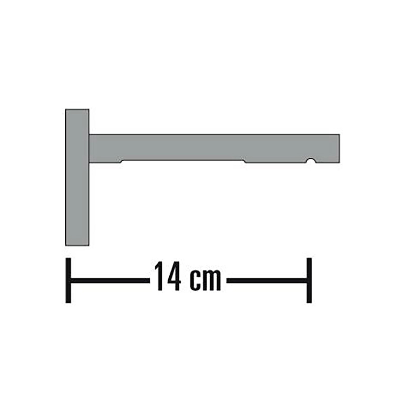 Schöner Wohnen Spezialträger für Gardinenstange Matteo, Stahl gebürstet, Seitenansicht mit Maßangabe.
