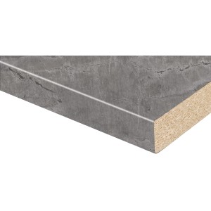 Detailansicht der Kaindl Arbeitsplatte Atlantic Stone Graphite, 3,8 cm stark, Steindekor.